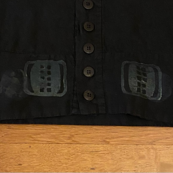 Blue Fish Black Hemp & Cotton Long Sleeve Top w Original Art - Picture 9 of 12